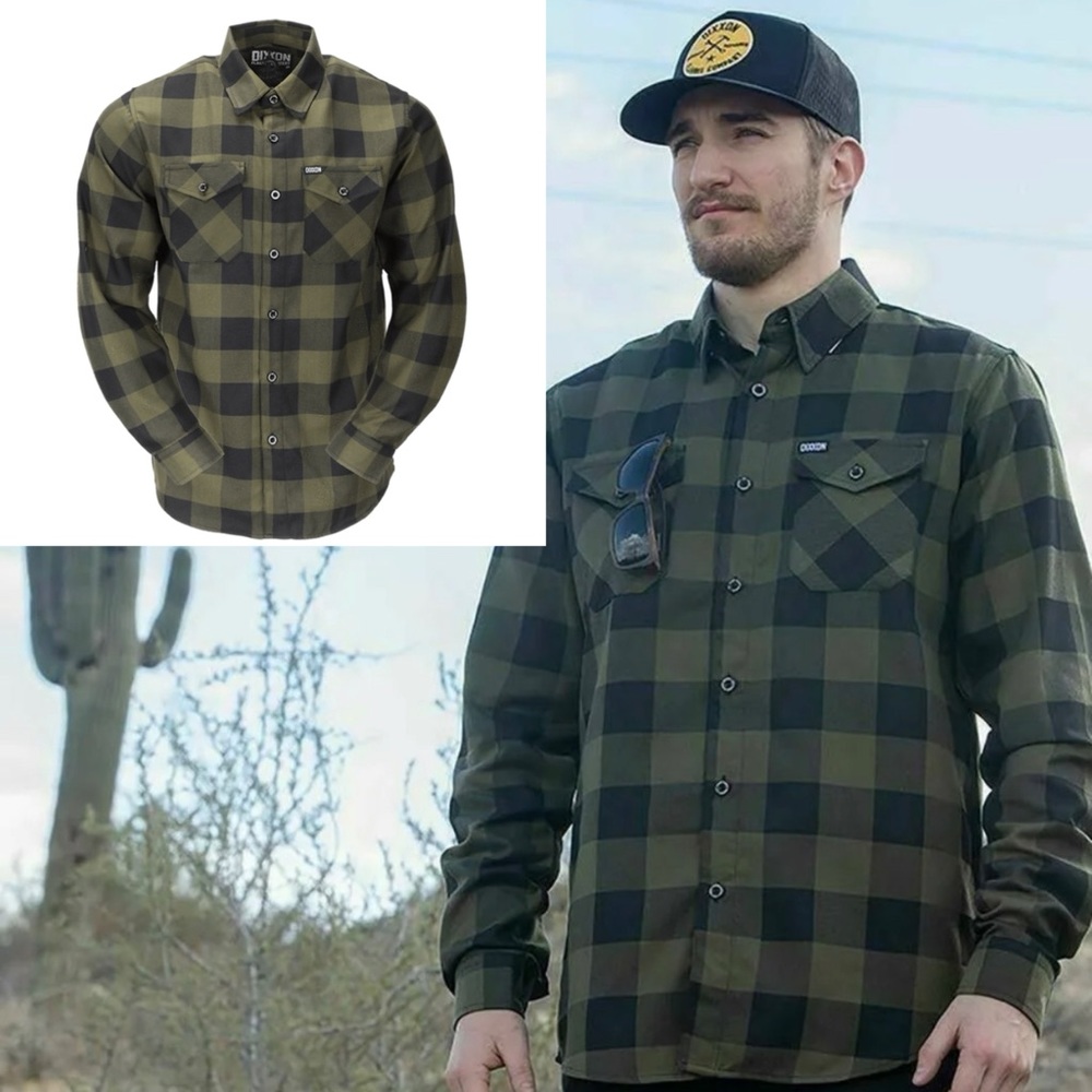 NWT DIXXON Flannel The OD Flannel Plaid Small Green Olive Black Limited